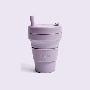 Collapsible silicone cup with straw